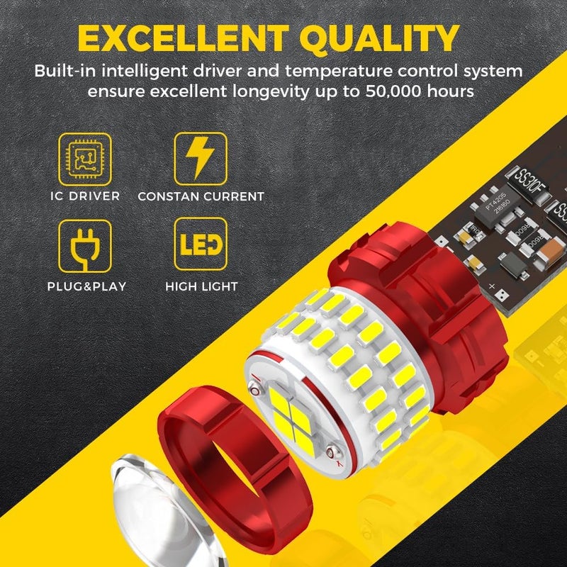 BMT xms 3157 ضوء عكسي احتياطي LED، 3156 3056 3057 4157 3047 4057 3457 4114 لمبات LED مع بروجيكتور لإضاءة الفرامل الخلفية، إشارة، إضاءة موقف، عبوة من 2 - Image 3